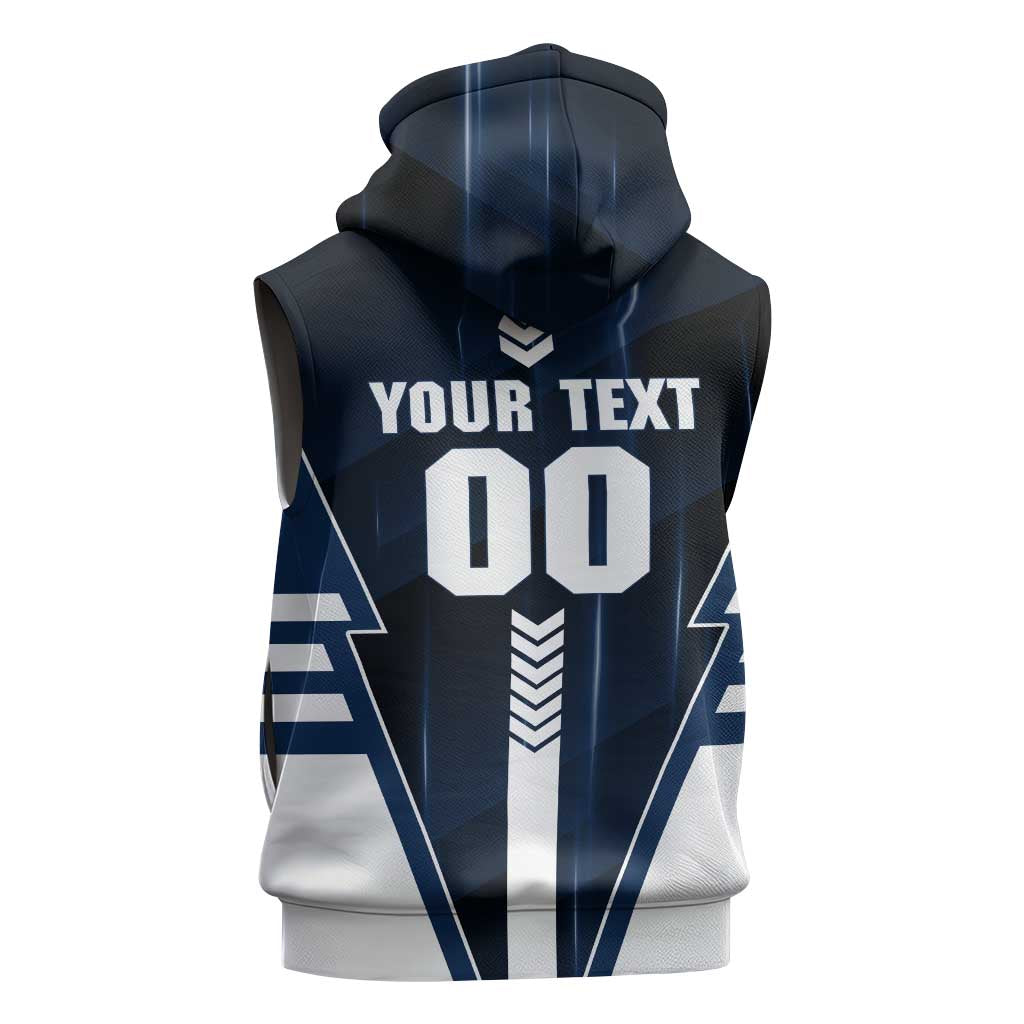 Personalized Geelong Cats Sleeveless Zip Hoodie Modern Geometric Sports Graphic Style