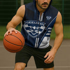 Personalized Geelong Cats Sleeveless Zip Hoodie Modern Geometric Sports Graphic Style