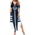 Personalized Geelong Cats Summer Maxi Dress Modern Geometric Sports Graphic Style