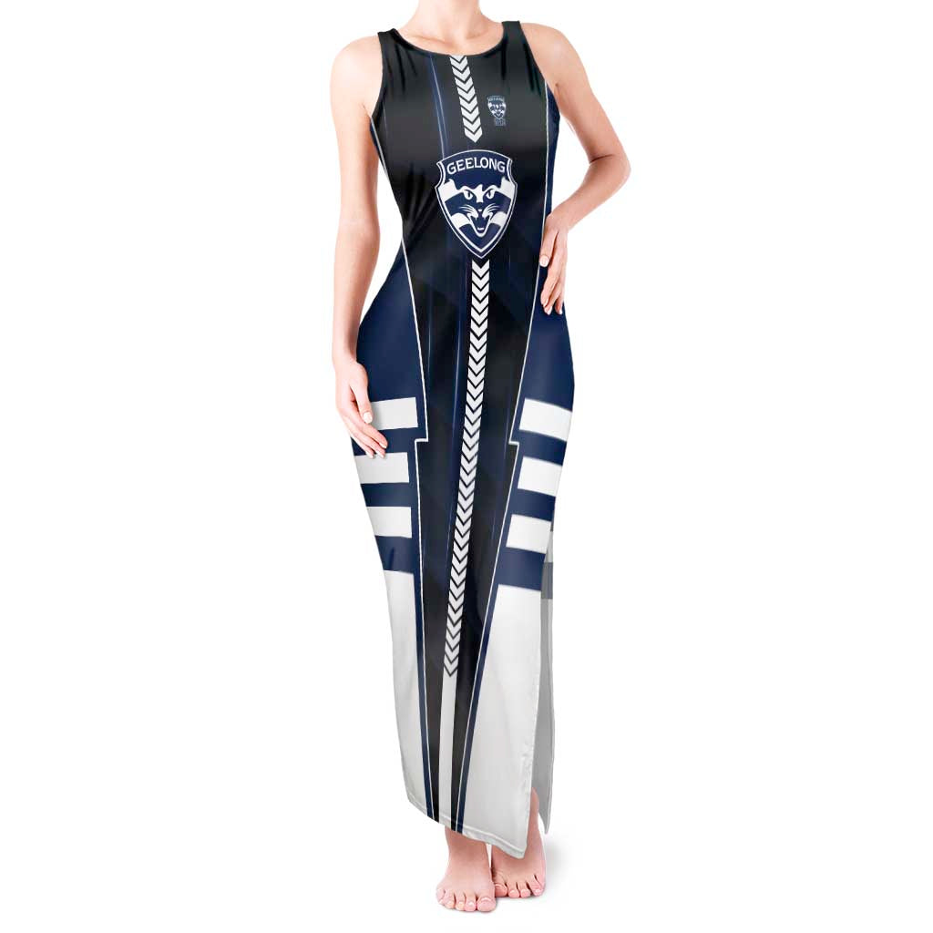 Personalized Geelong Cats Tank Maxi Dress Modern Geometric Sports Graphic Style