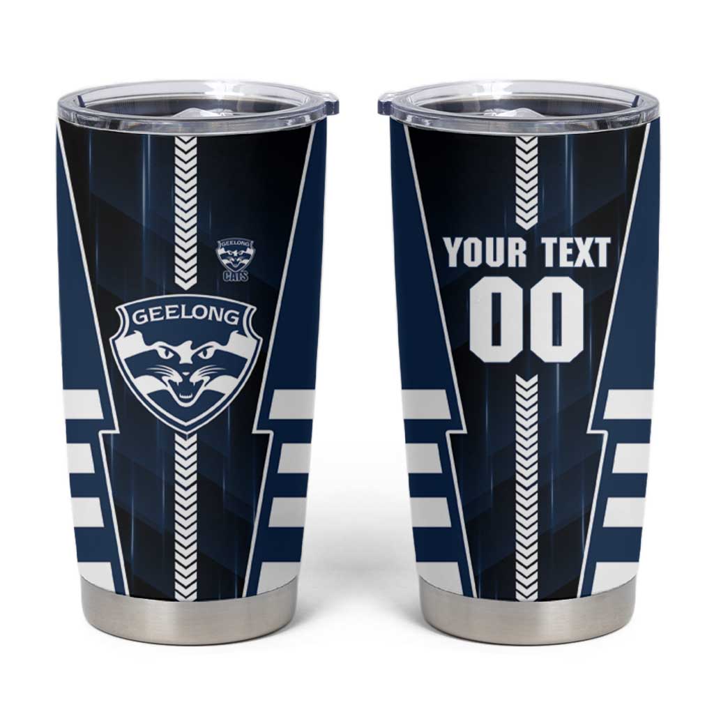 Personalized Geelong Cats Tumbler Cup Modern Geometric Sports Graphic Style