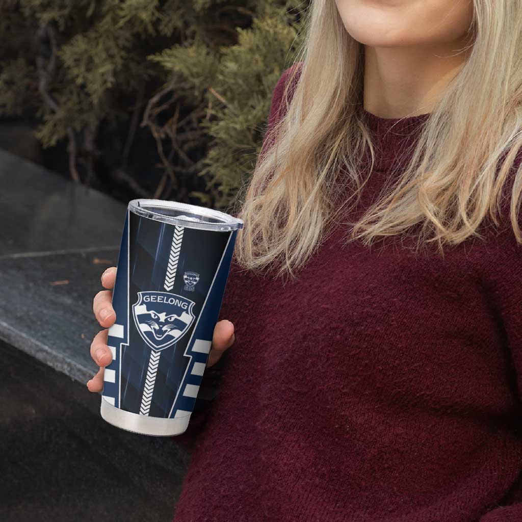 Personalized Geelong Cats Tumbler Cup Modern Geometric Sports Graphic Style