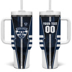 Personalized Geelong Cats Tumbler With Handle Modern Geometric Sports Graphic Style