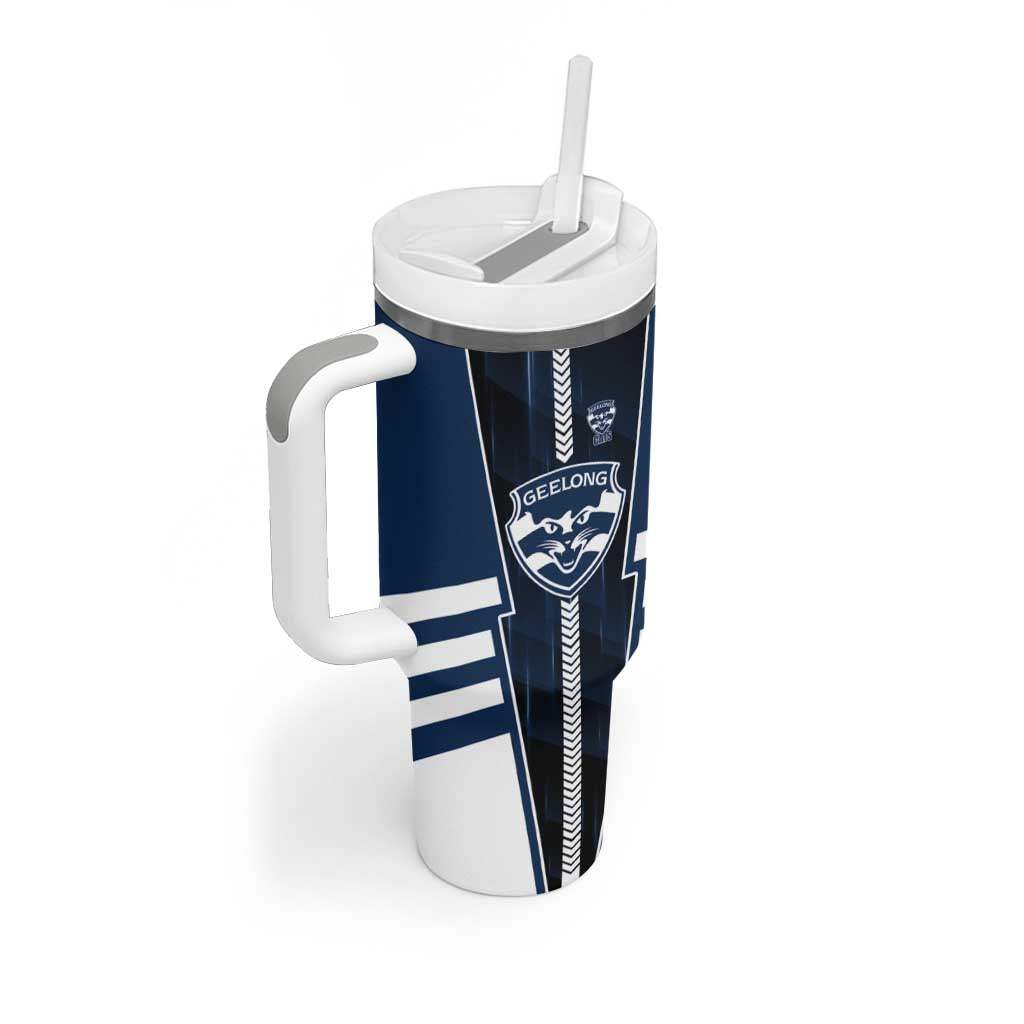 Personalized Geelong Cats Tumbler With Handle Modern Geometric Sports Graphic Style
