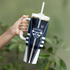 Personalized Geelong Cats Tumbler With Handle Modern Geometric Sports Graphic Style
