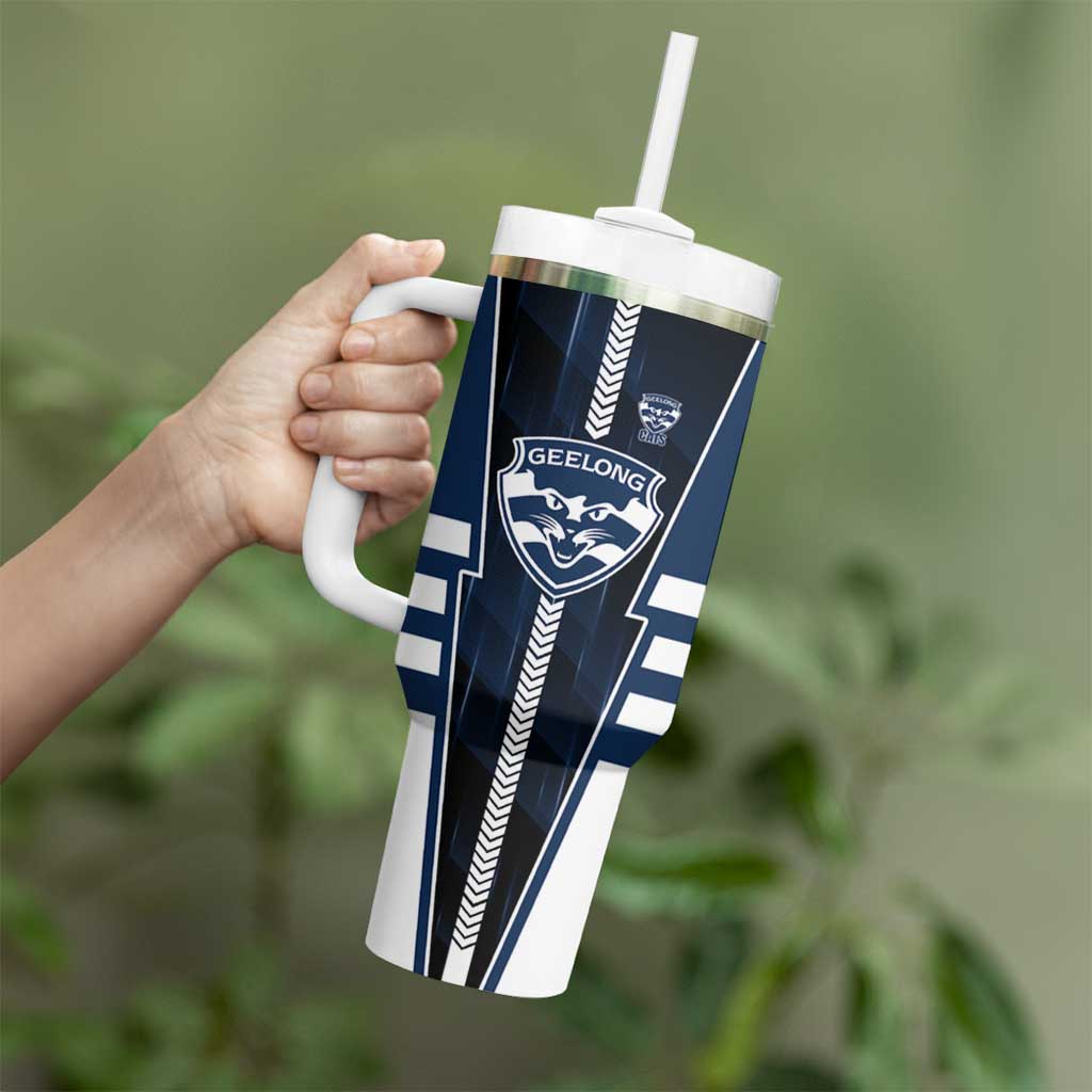 Personalized Geelong Cats Tumbler With Handle Modern Geometric Sports Graphic Style
