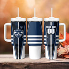 Personalized Geelong Cats Tumbler With Handle Modern Geometric Sports Graphic Style