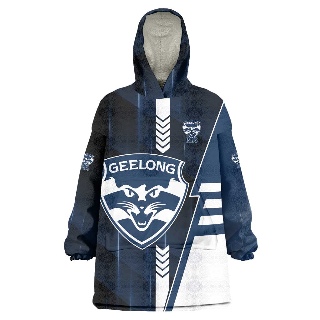 Personalized Geelong Cats Wearable Blanket Hoodie Modern Geometric Sports Graphic Style