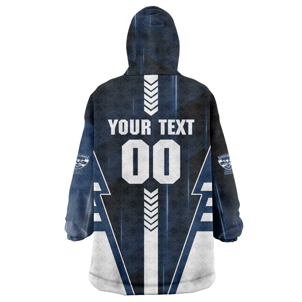 Personalized Geelong Cats Wearable Blanket Hoodie Modern Geometric Sports Graphic Style