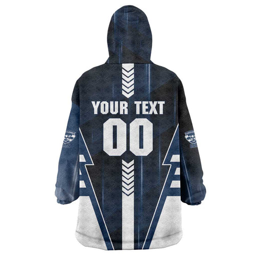 Personalized Geelong Cats Wearable Blanket Hoodie Modern Geometric Sports Graphic Style
