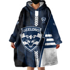 Personalized Geelong Cats Wearable Blanket Hoodie Modern Geometric Sports Graphic Style