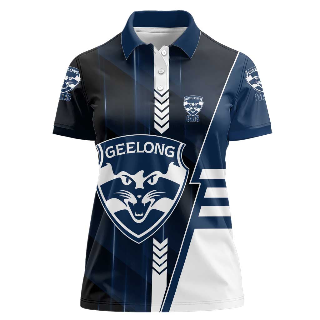Personalized Geelong Cats Women Polo Shirt Modern Geometric Sports Graphic Style