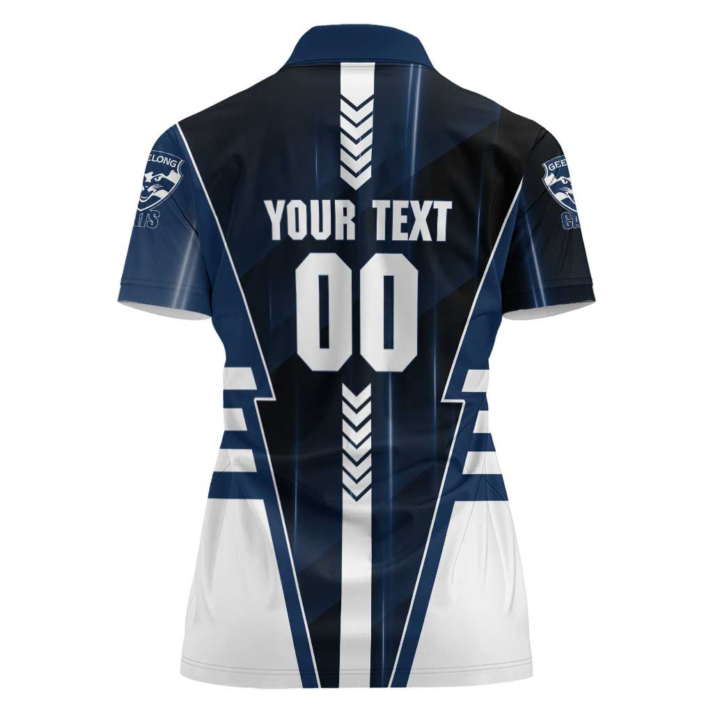 Personalized Geelong Cats Women Polo Shirt Modern Geometric Sports Graphic Style