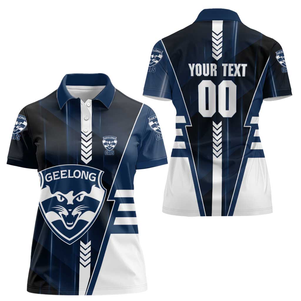Personalized Geelong Cats Women Polo Shirt Modern Geometric Sports Graphic Style