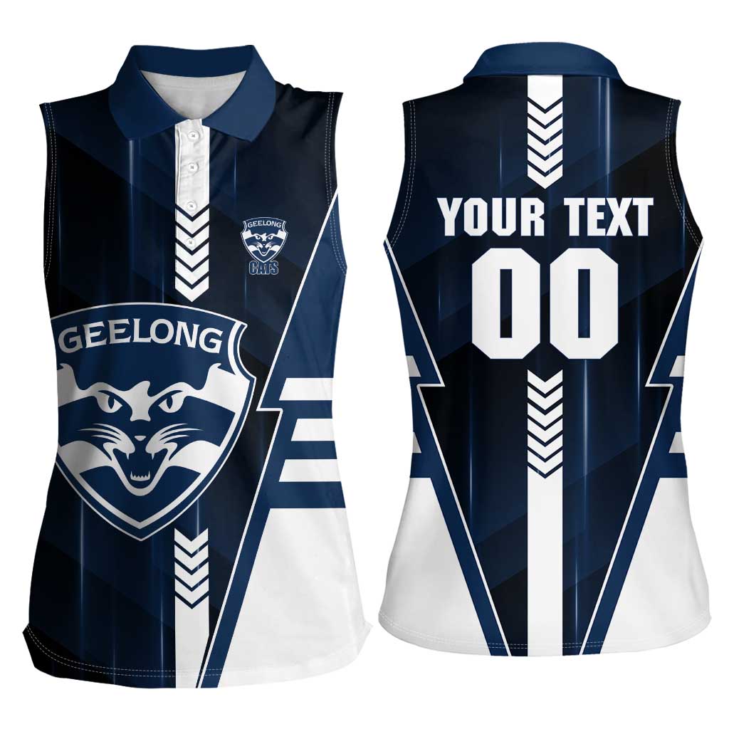 Personalized Geelong Cats Women Sleeveless Polo Shirt Modern Geometric Sports Graphic Style