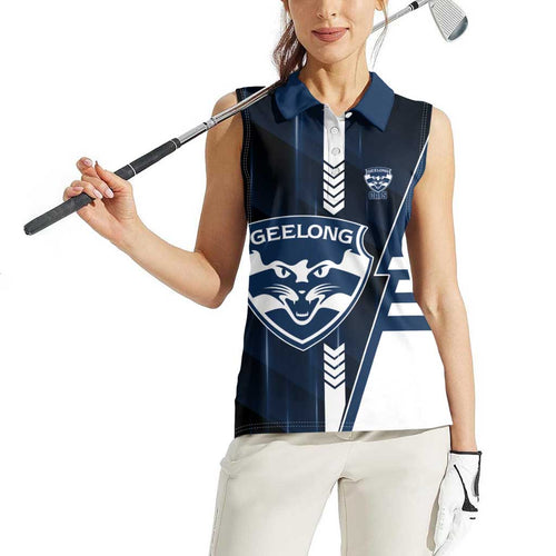 Personalized Geelong Cats Women Sleeveless Polo Shirt Modern Geometric Sports Graphic Style