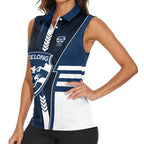Personalized Geelong Cats Women Sleeveless Polo Shirt Modern Geometric Sports Graphic Style