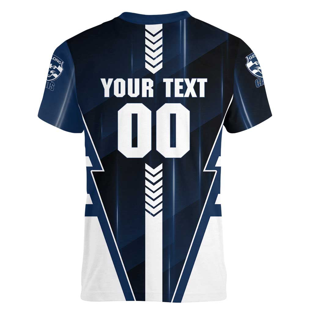 Personalized Geelong Cats Women V-Neck T-Shirt Modern Geometric Sports Graphic Style