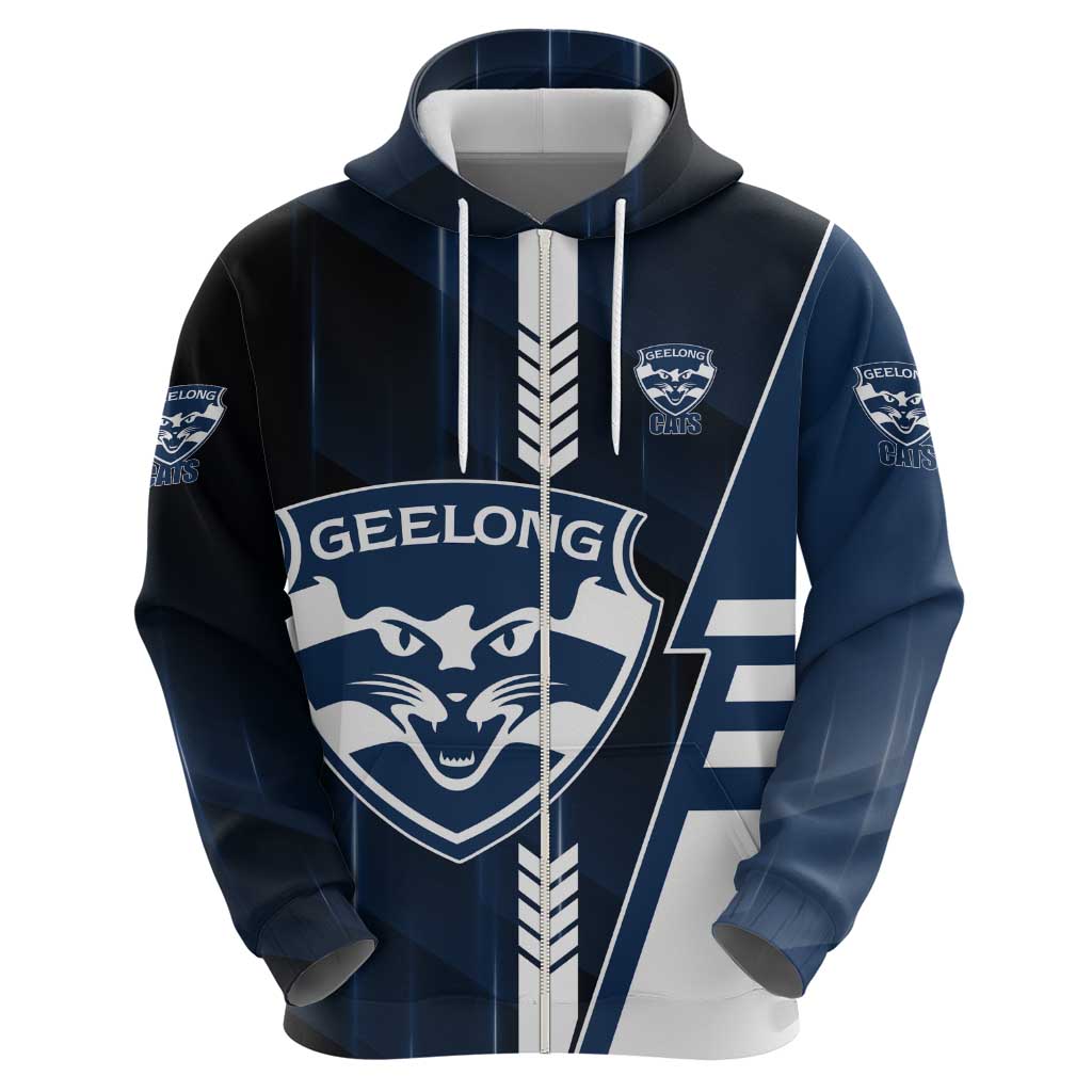 Personalized Geelong Cats Zip Hoodie Modern Geometric Sports Graphic Style
