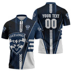 Personalized Geelong Cats Zipper Polo Shirt Modern Geometric Sports Graphic Style
