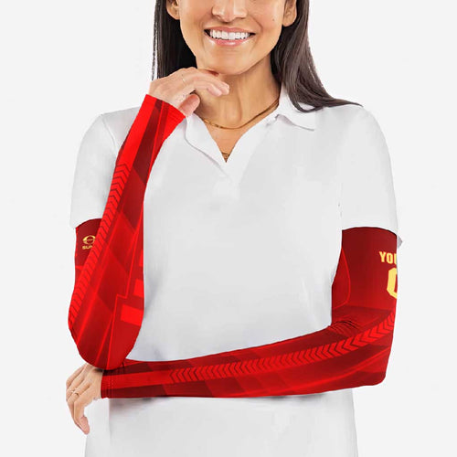 Personalized Gold Coast Suns Arm Sleeves Modern Geometric Sports Graphic Style