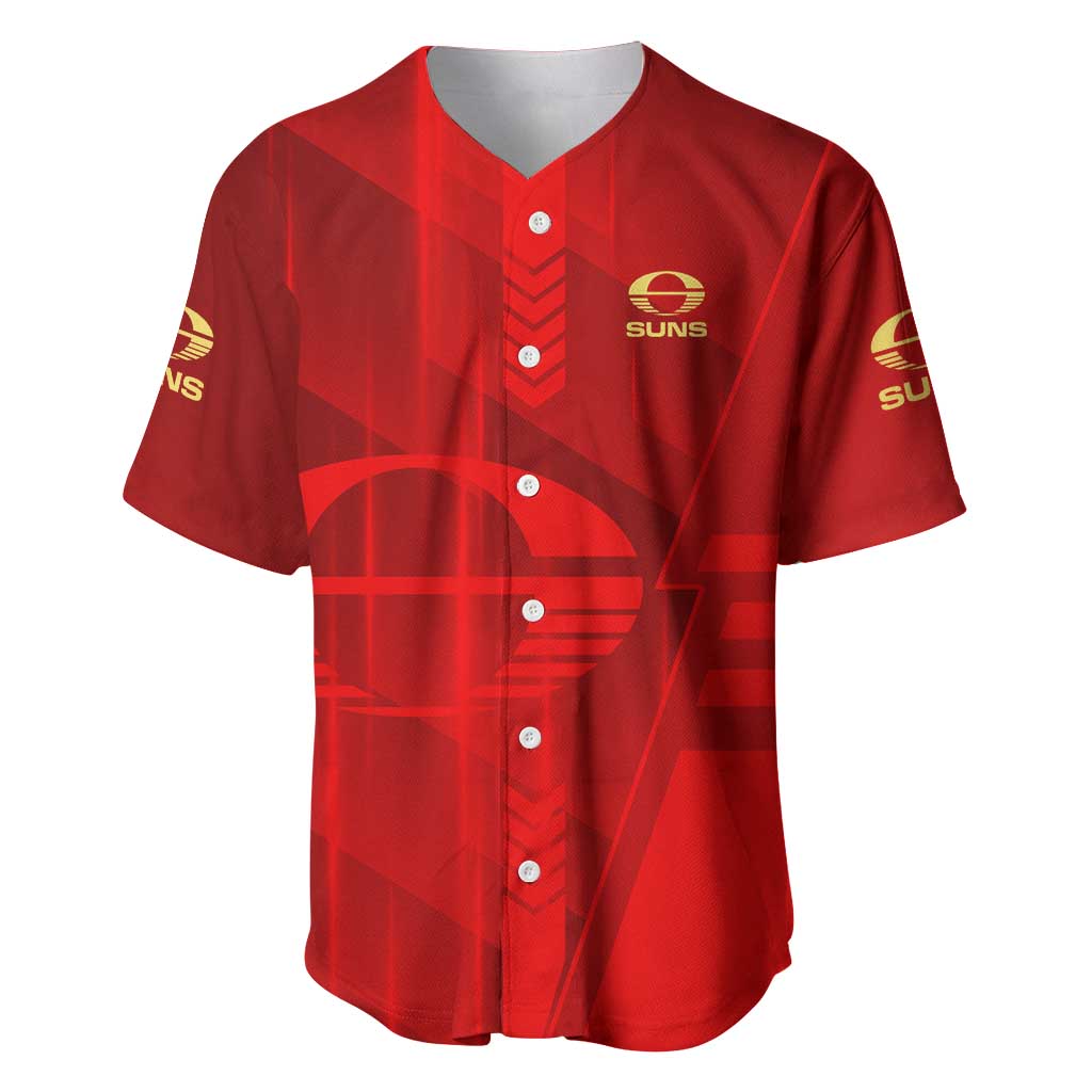 Personalized Gold Coast Suns Baseball Jersey Modern Geometric Sports Graphic Style