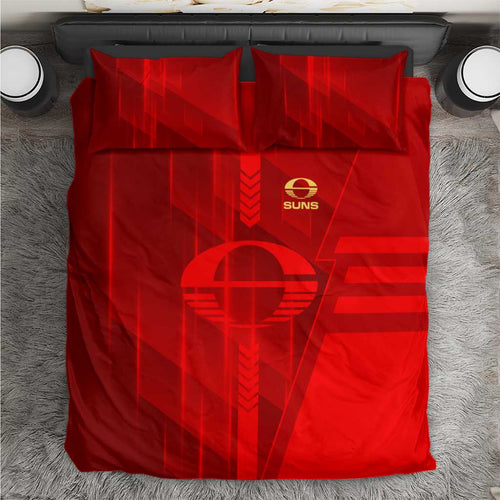 Gold Coast Suns Bedding Set Modern Geometric Sports Graphic Style