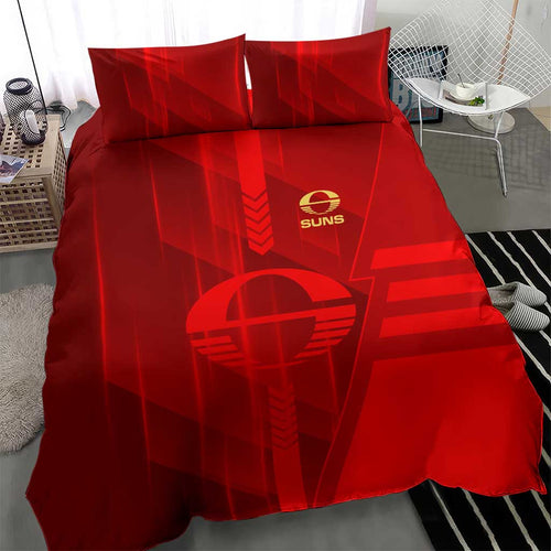 Gold Coast Suns Bedding Set Modern Geometric Sports Graphic Style
