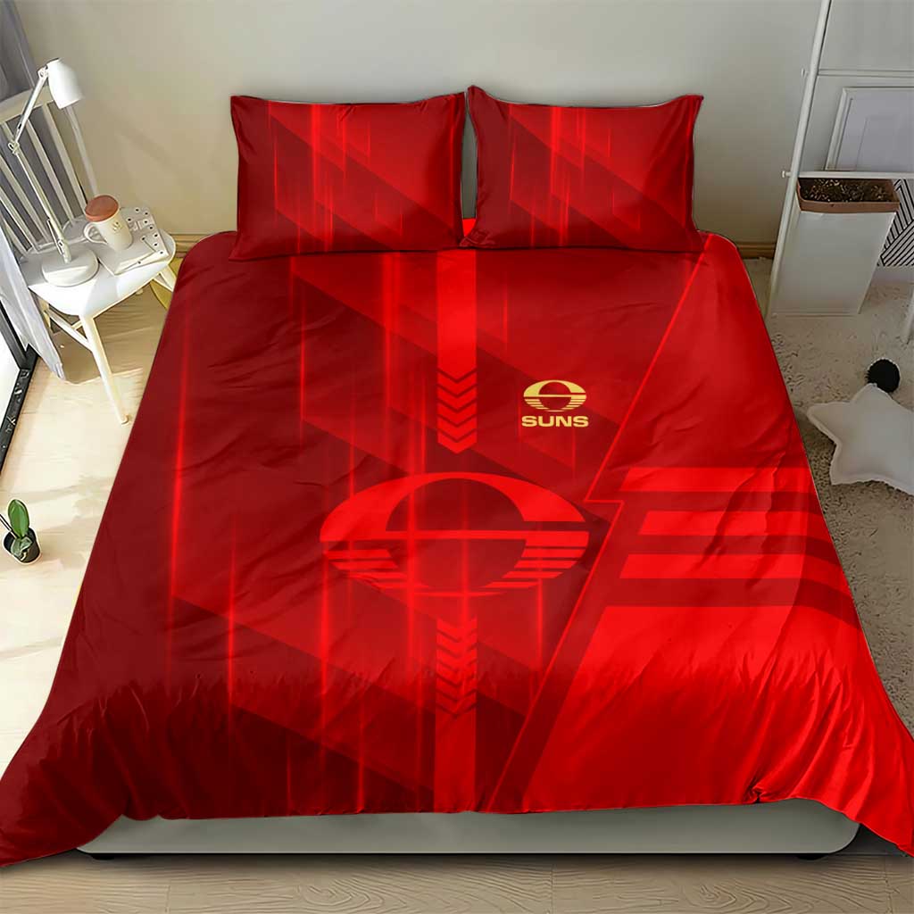 Gold Coast Suns Bedding Set Modern Geometric Sports Graphic Style