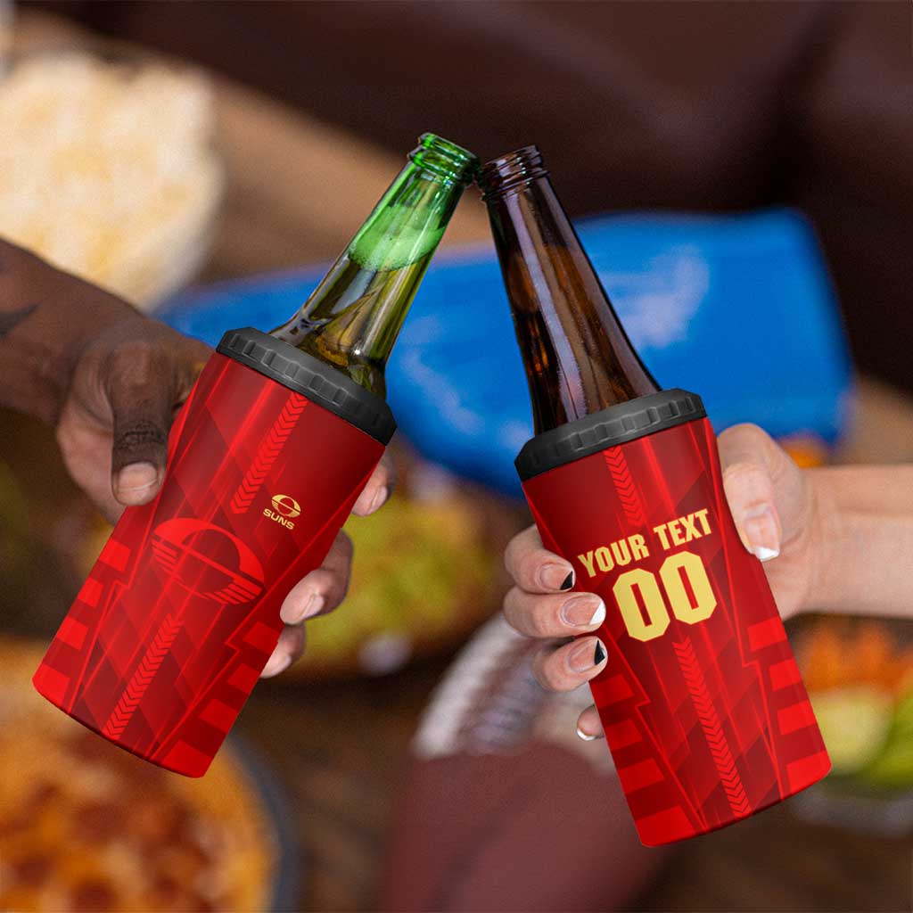 Personalized Gold Coast Suns 4 in 1 Can Cooler Tumbler Modern Geometric Sports Graphic Style