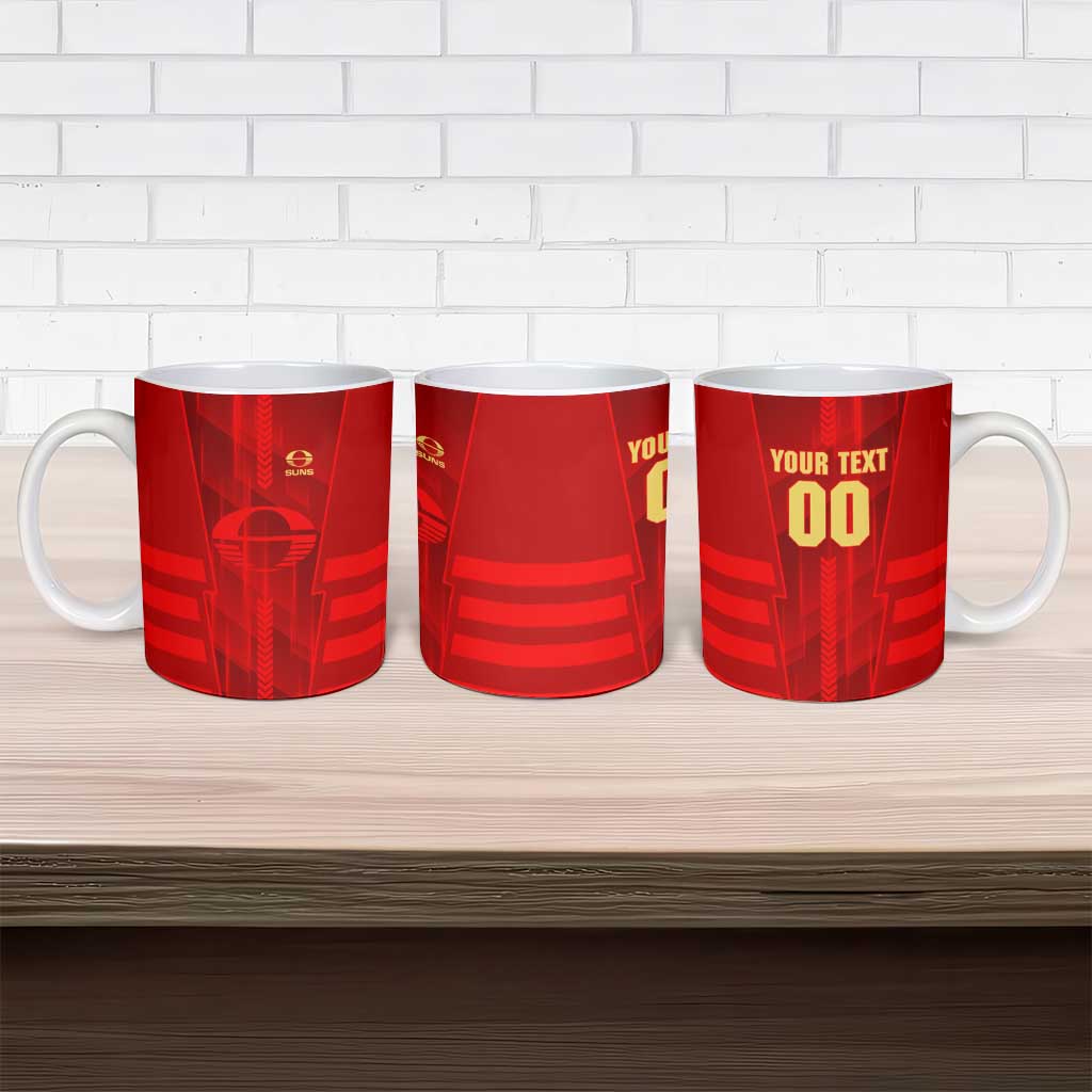 Personalized Gold Coast Suns Ceramic Mug Modern Geometric Sports Graphic Style