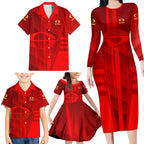 Personalized Gold Coast Suns Family Matching Long Sleeve Bodycon Dress and Hawaiian Shirt Modern Geometric Sports Graphic Style