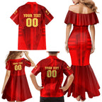 Personalized Gold Coast Suns Family Matching Mermaid Dress and Hawaiian Shirt Modern Geometric Sports Graphic Style