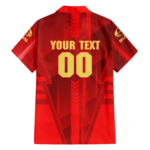 Personalized Gold Coast Suns Family Matching Mermaid Dress and Hawaiian Shirt Modern Geometric Sports Graphic Style