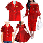 Personalized Gold Coast Suns Family Matching Off The Shoulder Long Sleeve Dress and Hawaiian Shirt Modern Geometric Sports Graphic Style