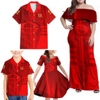 Personalized Gold Coast Suns Family Matching Off Shoulder Maxi Dress and Hawaiian Shirt Modern Geometric Sports Graphic Style