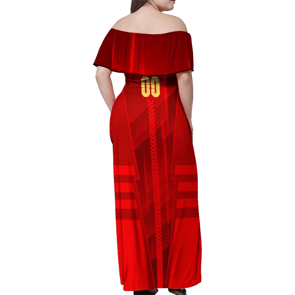 Personalized Gold Coast Suns Family Matching Off Shoulder Maxi Dress and Hawaiian Shirt Modern Geometric Sports Graphic Style