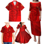 Personalized Gold Coast Suns Family Matching Puletasi and Hawaiian Shirt Modern Geometric Sports Graphic Style