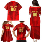 Personalized Gold Coast Suns Family Matching Puletasi and Hawaiian Shirt Modern Geometric Sports Graphic Style