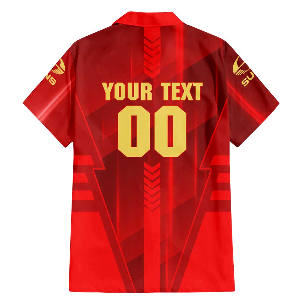 Personalized Gold Coast Suns Family Matching Short Sleeve Bodycon Dress and Hawaiian Shirt Modern Geometric Sports Graphic Style