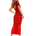 Personalized Gold Coast Suns Family Matching Short Sleeve Bodycon Dress and Hawaiian Shirt Modern Geometric Sports Graphic Style
