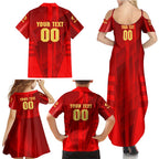 Personalized Gold Coast Suns Family Matching Summer Maxi Dress and Hawaiian Shirt Modern Geometric Sports Graphic Style