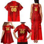 Personalized Gold Coast Suns Family Matching Tank Maxi Dress and Hawaiian Shirt Modern Geometric Sports Graphic Style