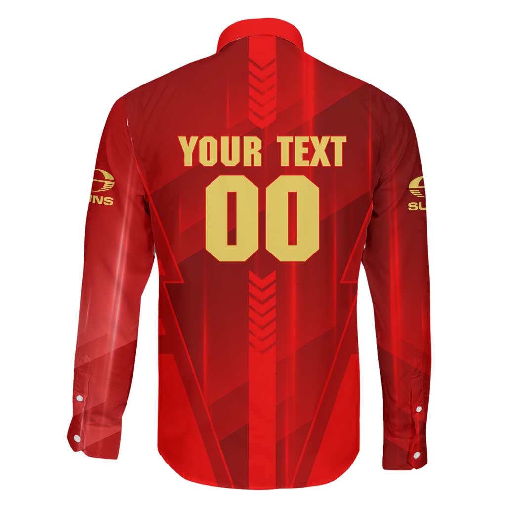 Personalized Gold Coast Suns Family Matching Tank Maxi Dress and Hawaiian Shirt Modern Geometric Sports Graphic Style