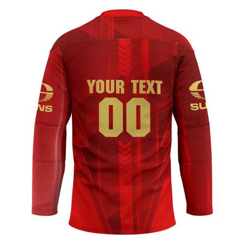Personalized Gold Coast Suns Hockey Jersey Modern Geometric Sports Graphic Style