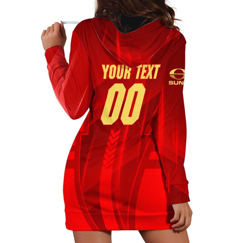 Personalized Gold Coast Suns Hoodie Dress Modern Geometric Sports Graphic Style