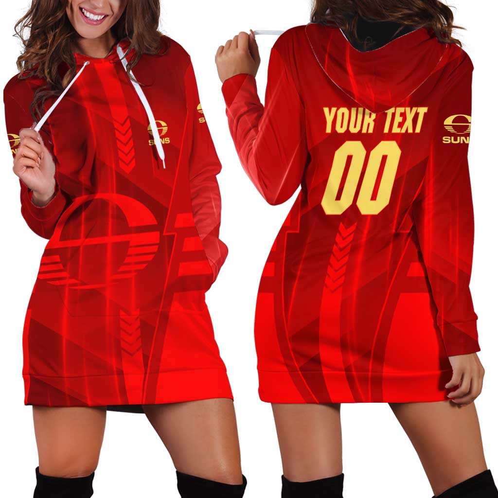 Personalized Gold Coast Suns Hoodie Dress Modern Geometric Sports Graphic Style