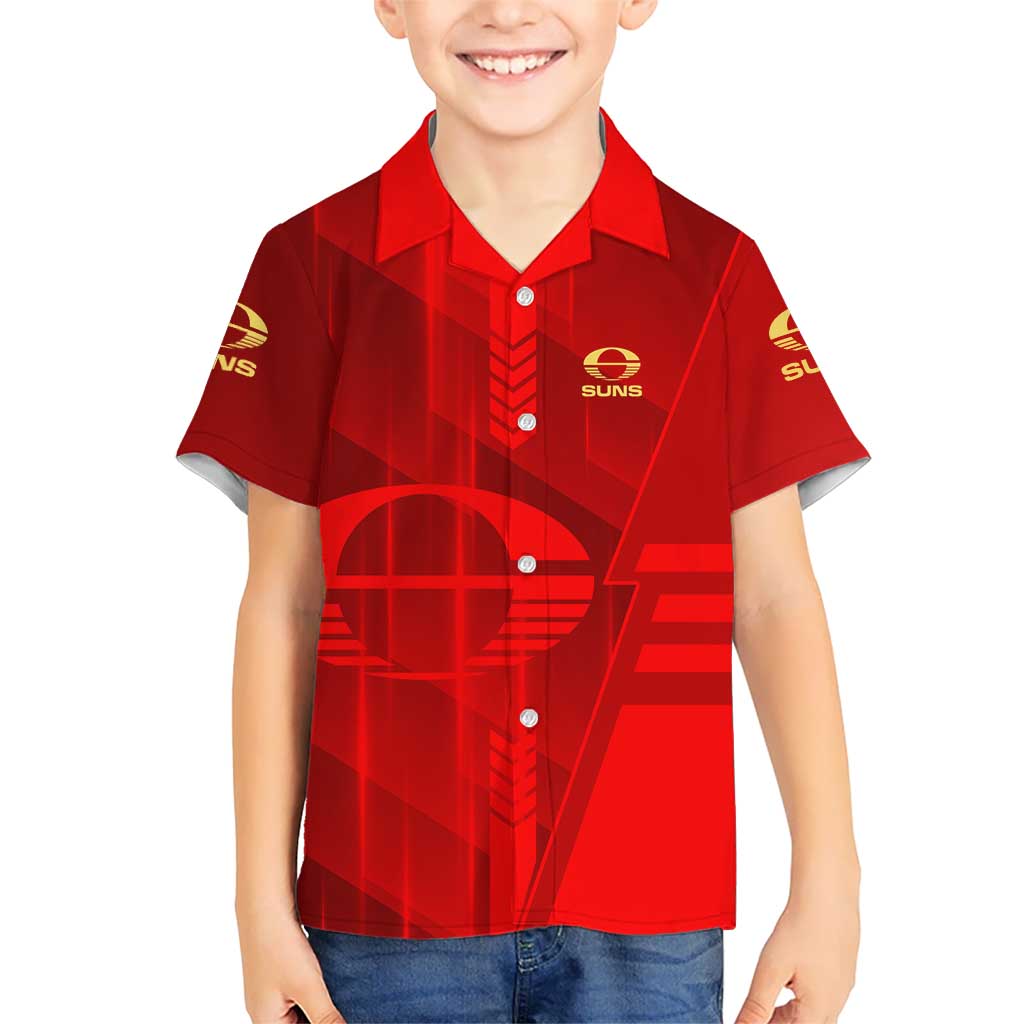 Personalized Gold Coast Suns Kid Hawaiian Shirt Modern Geometric Sports Graphic Style