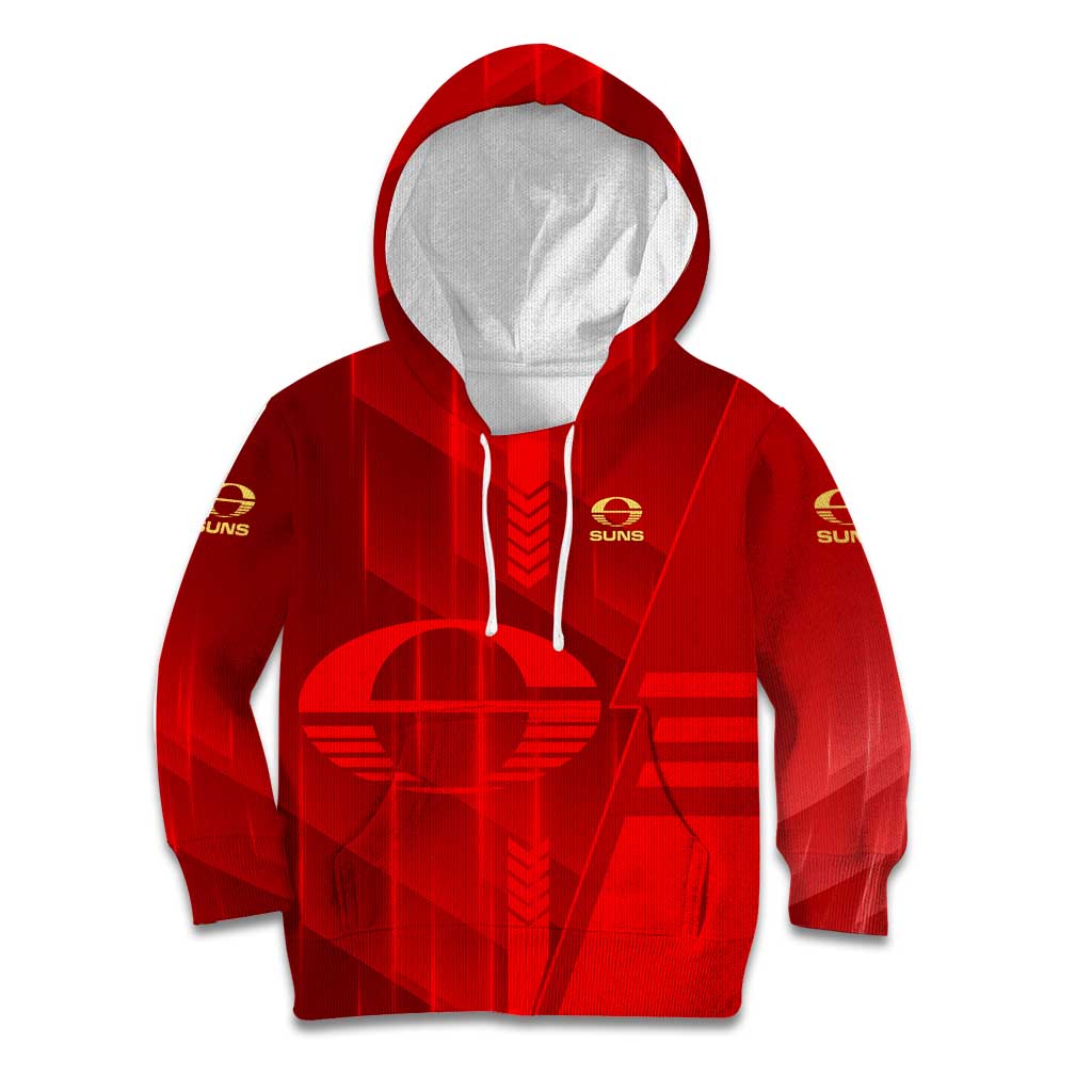 Personalized Gold Coast Suns Kid Hoodie Modern Geometric Sports Graphic Style