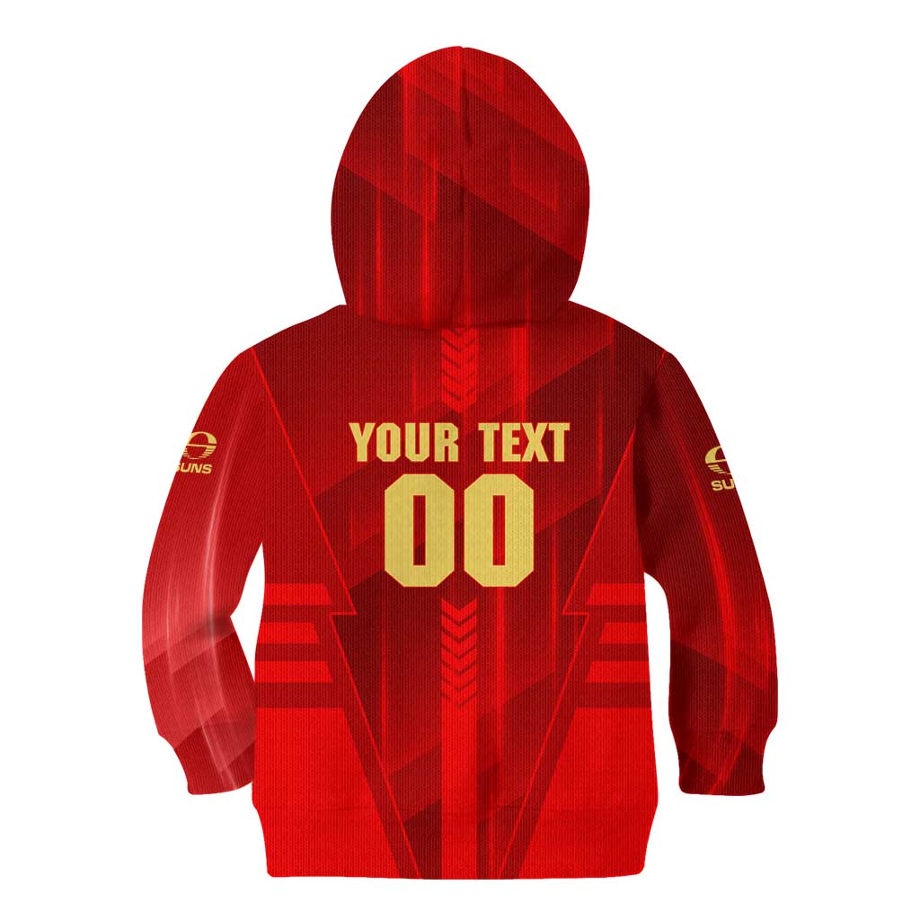 Personalized Gold Coast Suns Kid Hoodie Modern Geometric Sports Graphic Style